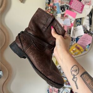FRYE brown leather short boots womens